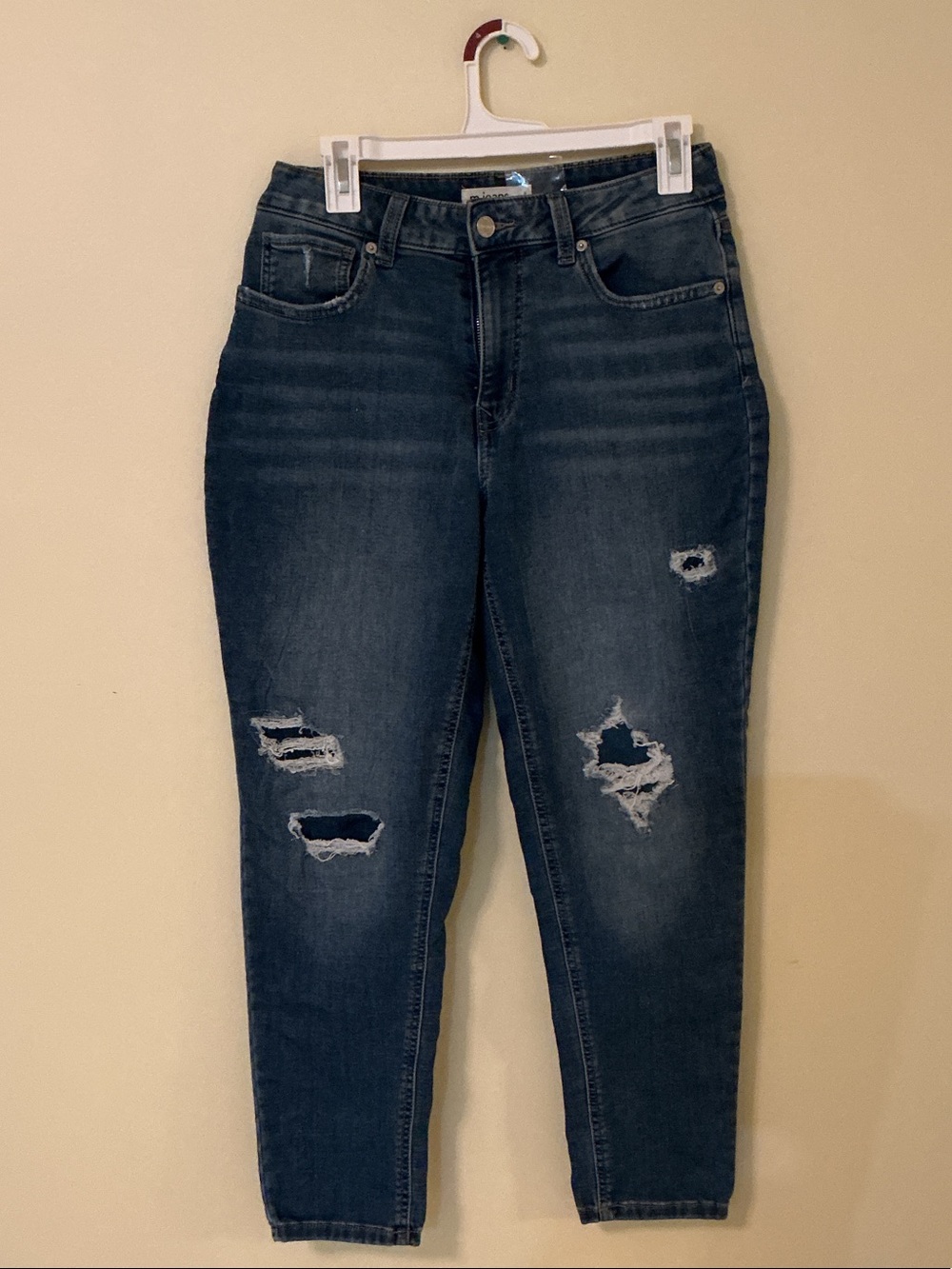 Maurices Dark Blue Distressed Jeggings